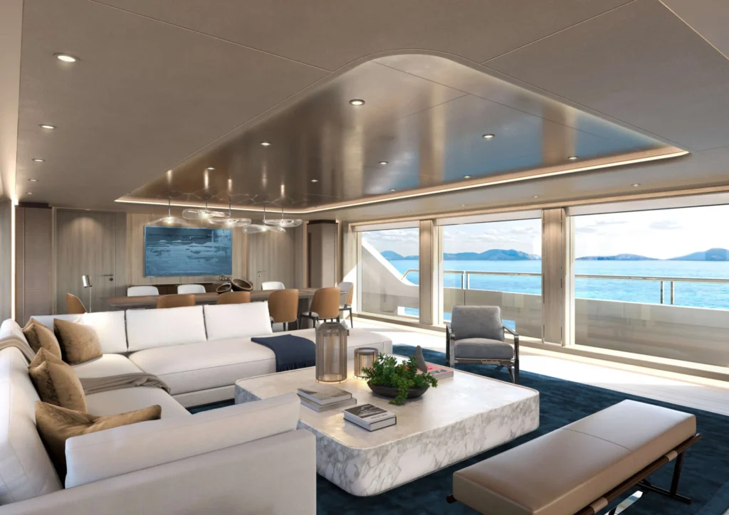 Main salon aboard M/Y Alva