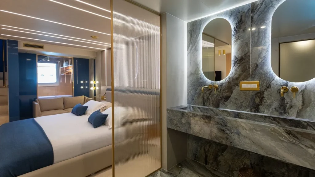Scorpios yacht master cabin with bed