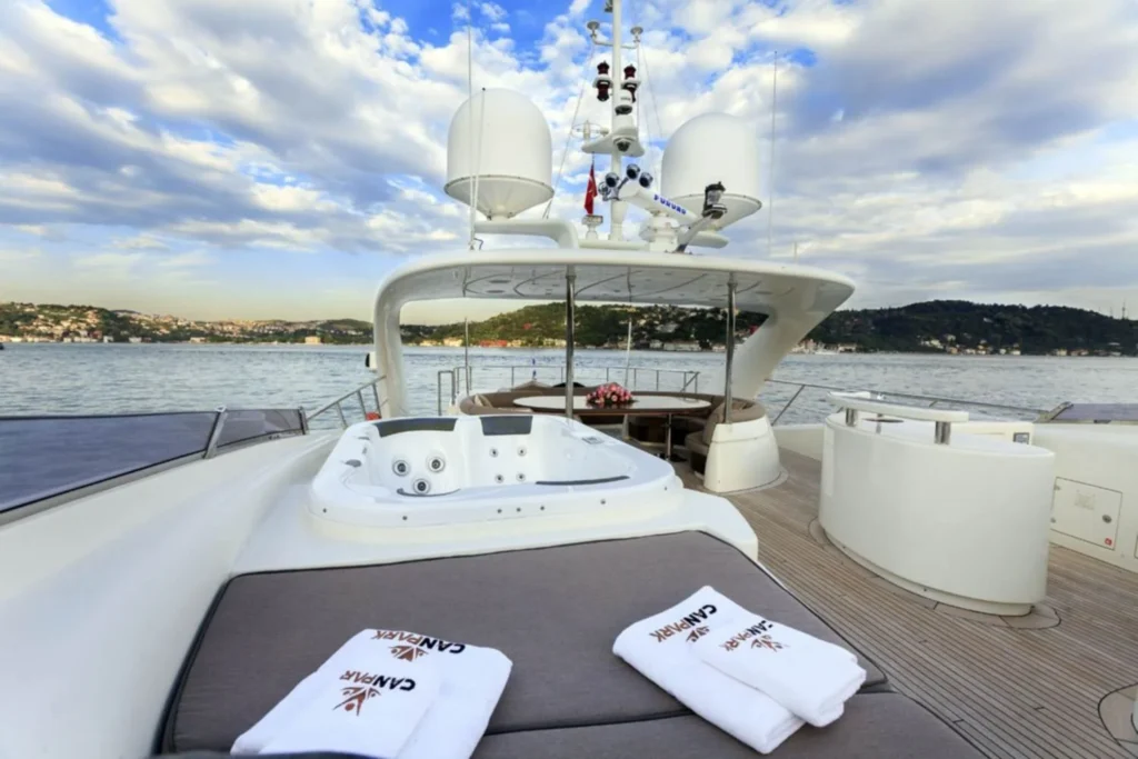 Canpark yacht sundeck with jacuzzi and aft seating area