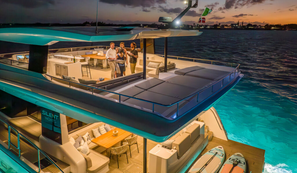 Silent Grace yacht flybridge deck