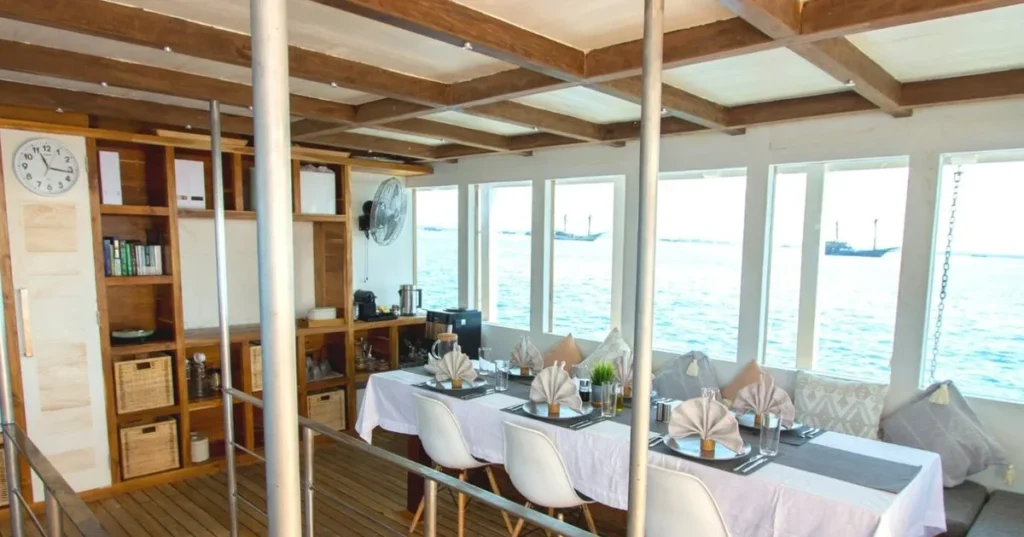 Fenides upper deck lounge and dining salon