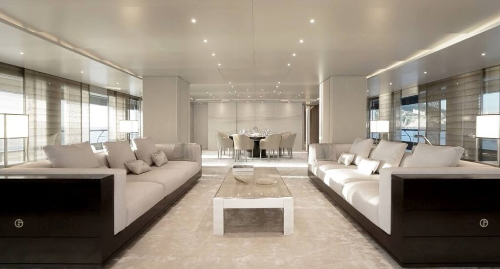 Main saloon aboard M/Y Geco