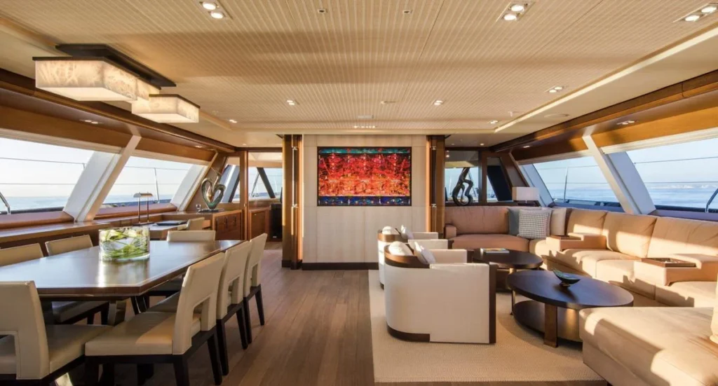 Main salon interior aboard Kokomo sailing yacht