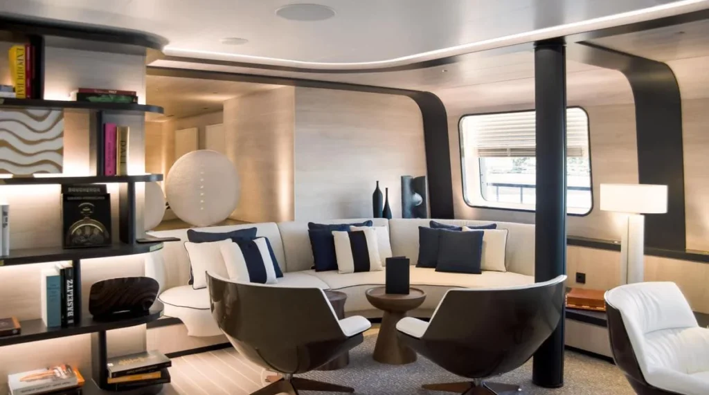 Interior lounge aboard Le Ponant sailing superyacht