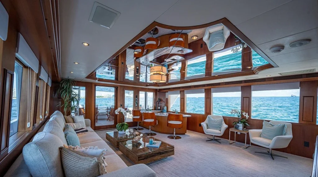 Main salon interior aboard Magnum Ride
