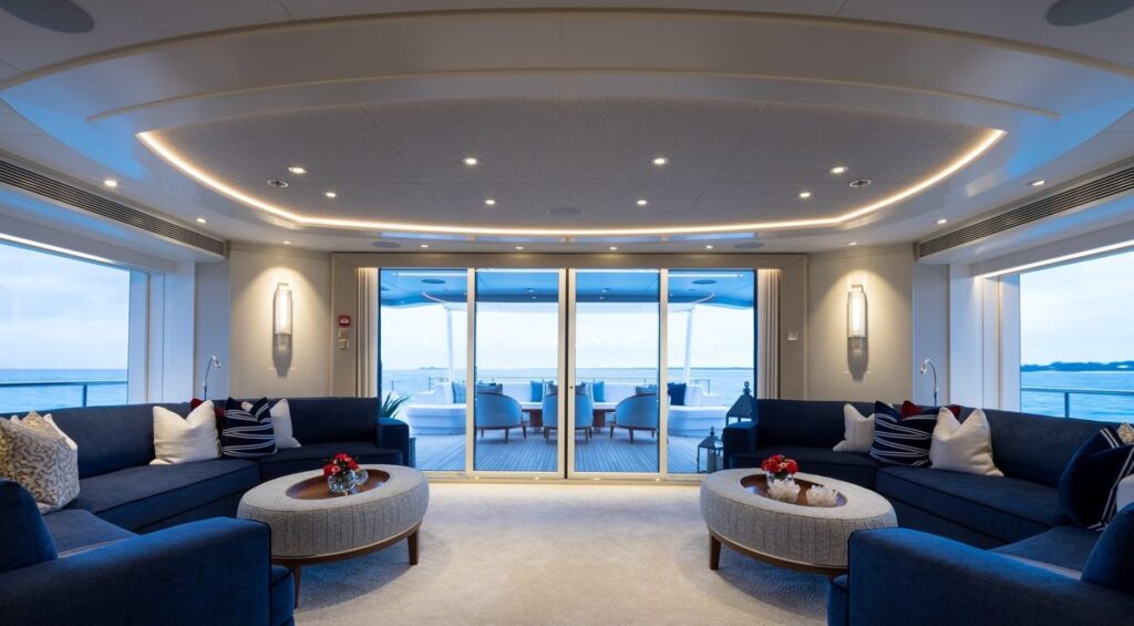 Main saloon aboard M/Y Santosha