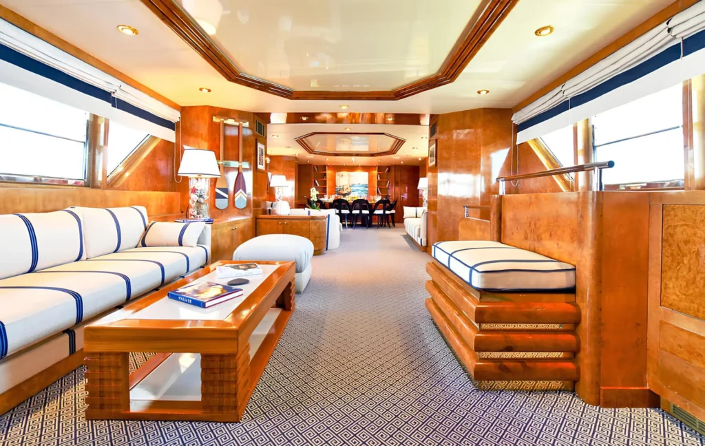 Main salon aboard M/Y Something Cool
