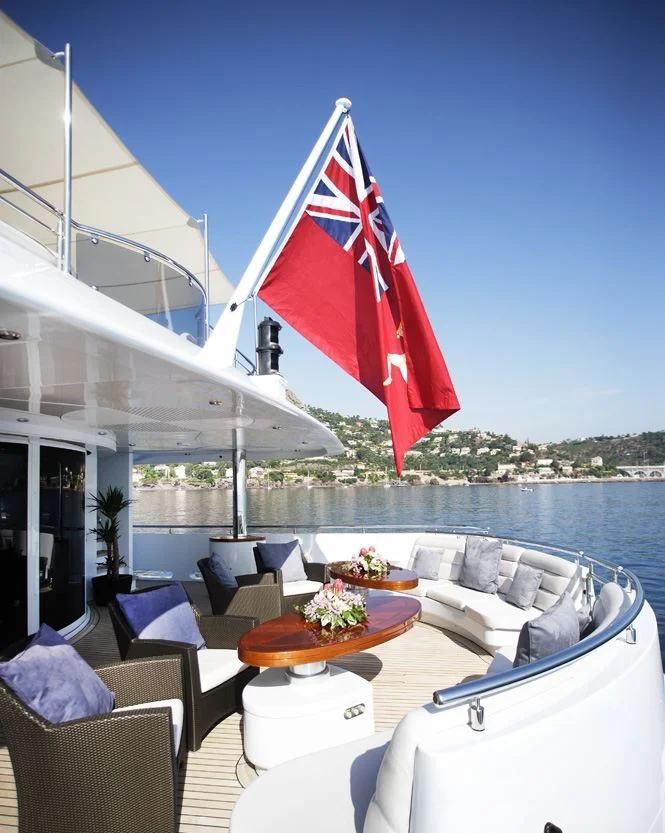 Aft deck lounge seating aboard Talisman Maiton charter yacht