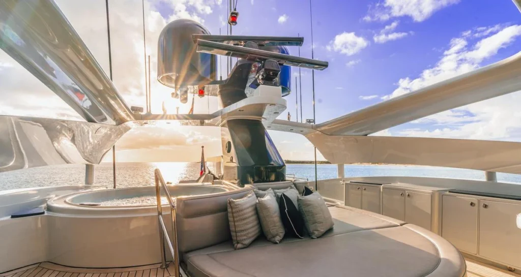 Temptation yacht sundeck lounge and jacuzzi